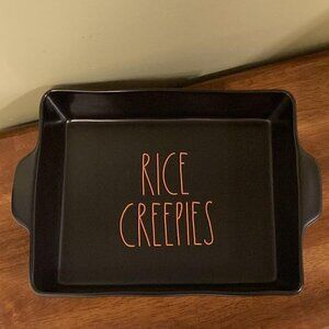 RAE DUNN BLACK RICE CREEPIES Halloween Ceramic Baker Baking Dish / Pan NEW